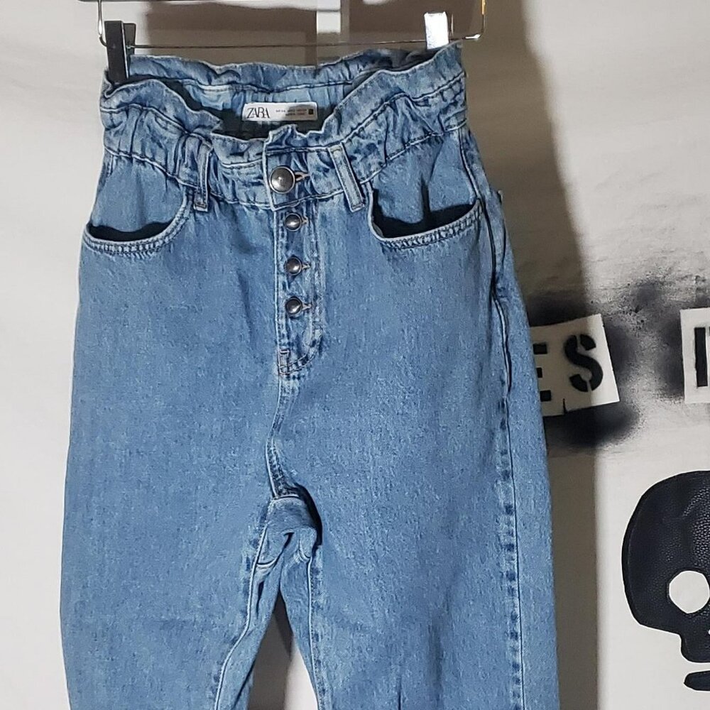 Zara High-Waisted Baggy Cropped Paper Bag Jeans | Women’s Size 2 - Picture 15 of 16
